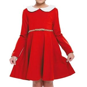 Red White Christmas Holiday Peter pan collar dress